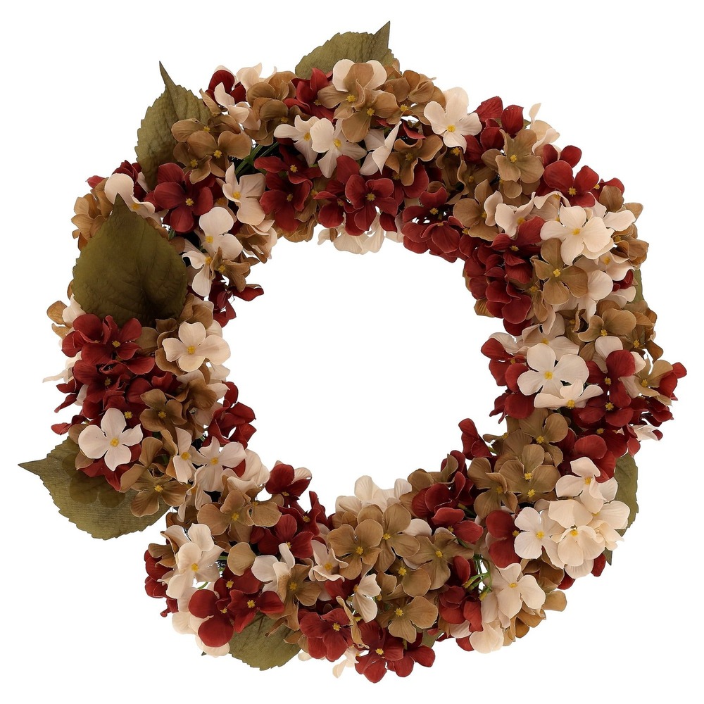 My Texas House Hydrangea Wreath Cream & Brown, 24" Fall Decor